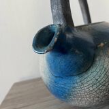 Handcrafted blue raku ceramic teapot – high handle Japanese design