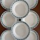 Lot de 8 assiettes plates vintage - Faïence St Amand, motif floral bleu et