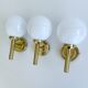 3 Vintage Scandinavian Glass and Brass Wall Lights