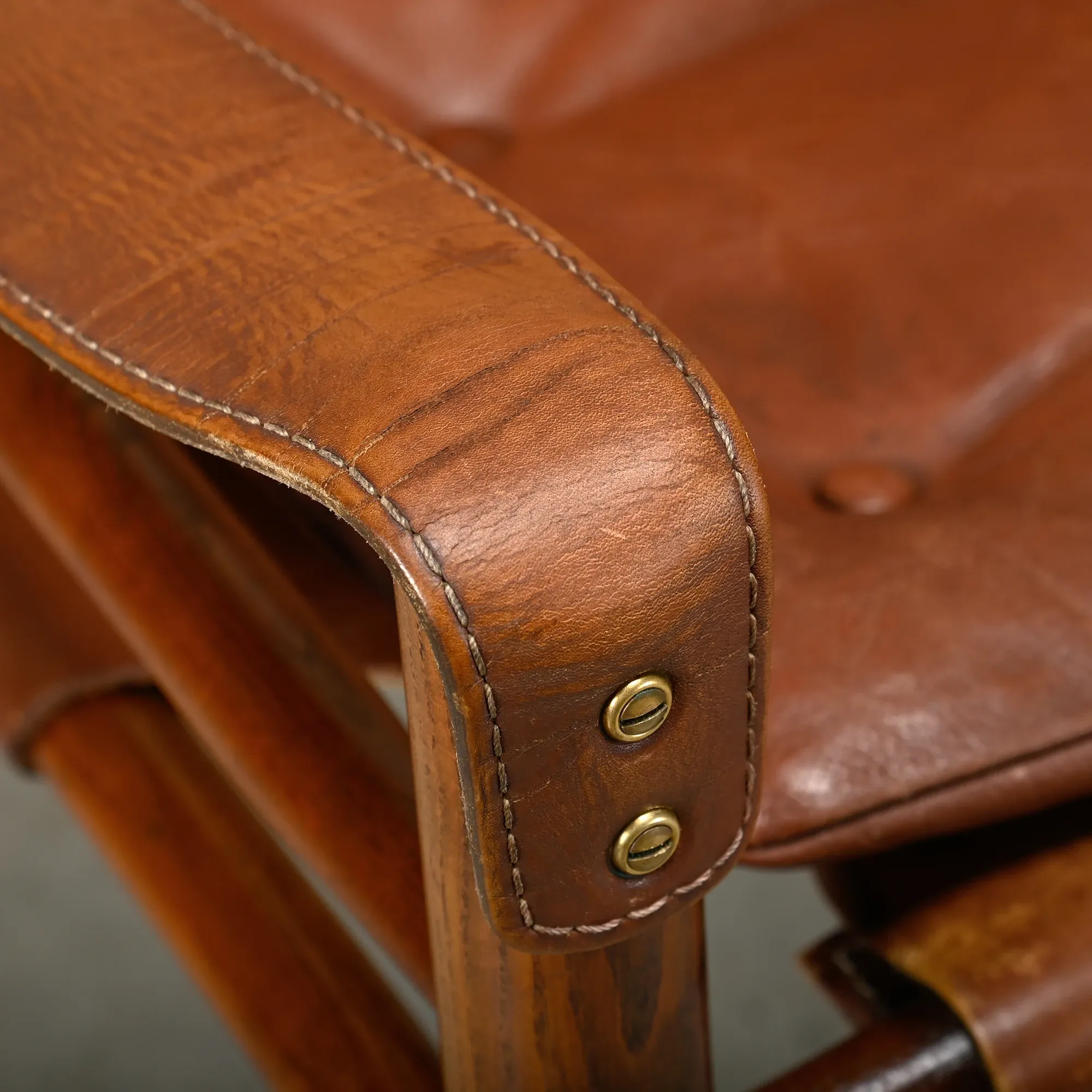 Arne Norell Sirocco Safari Lounge Chair in stained Ash and Brown Leather