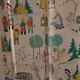 Vintage wooden children's screen from the 1950s/1960s with fairy tale fabric
