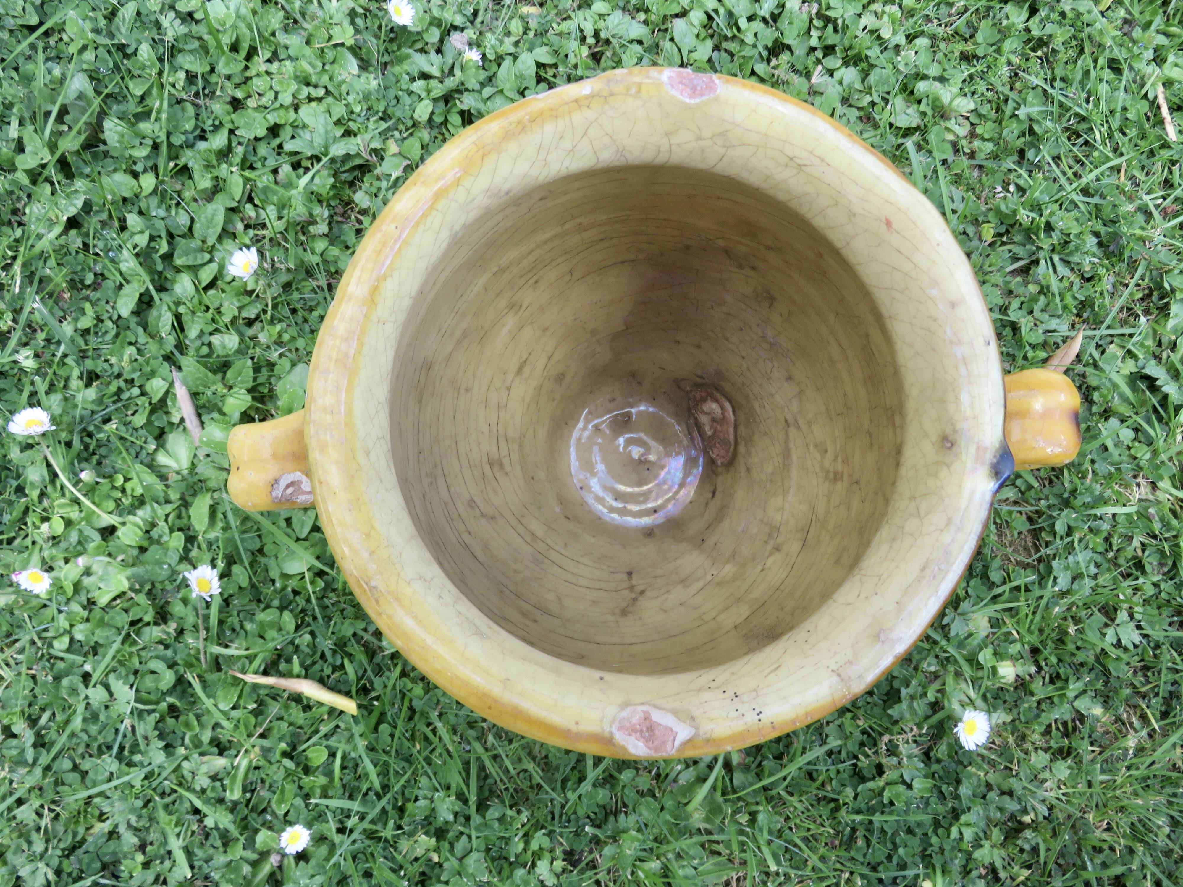 Glazed yellow terracotta jar, south-west of France.