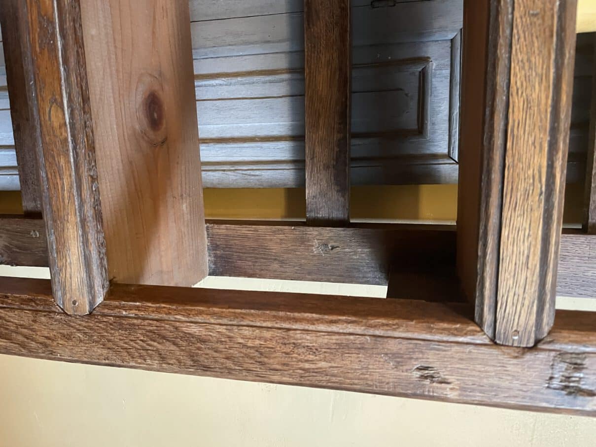 Baker's shelf, kitchen shelf, collection shelf from the early 19th century, oak.