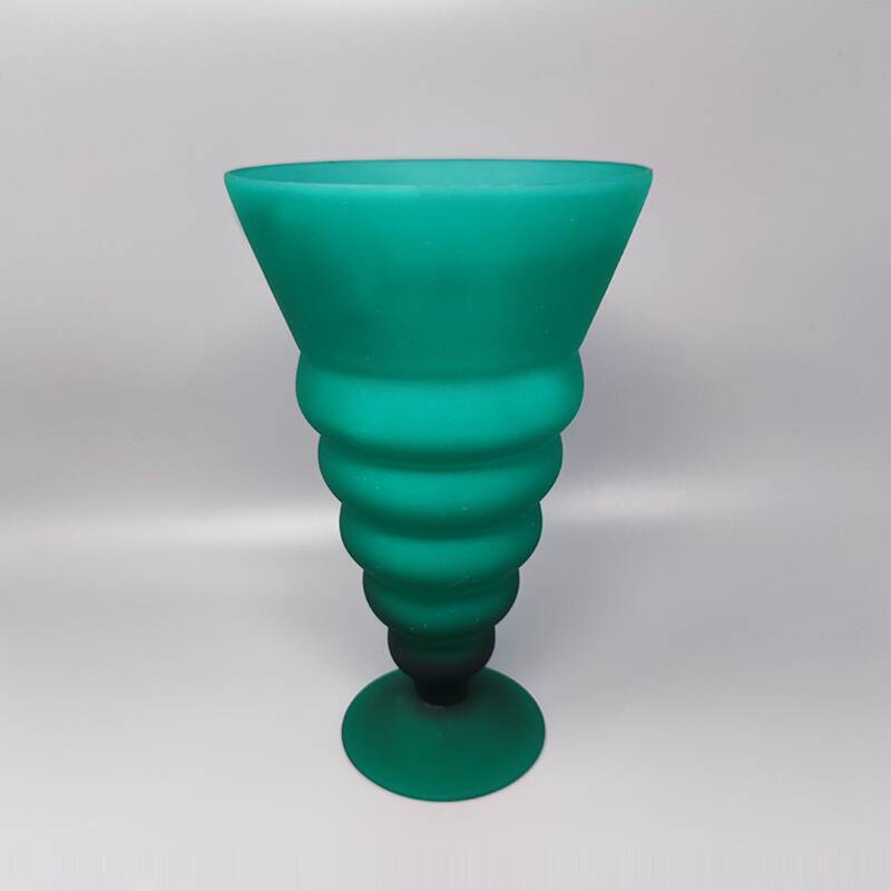 1960s green vase in murano glass by michielotto