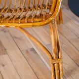 Shell armchair in rattan and bamboo, early 20th century