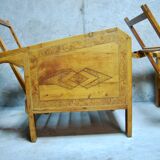 Vintage wooden veranda armchairs with inlaid marquetry 1930s