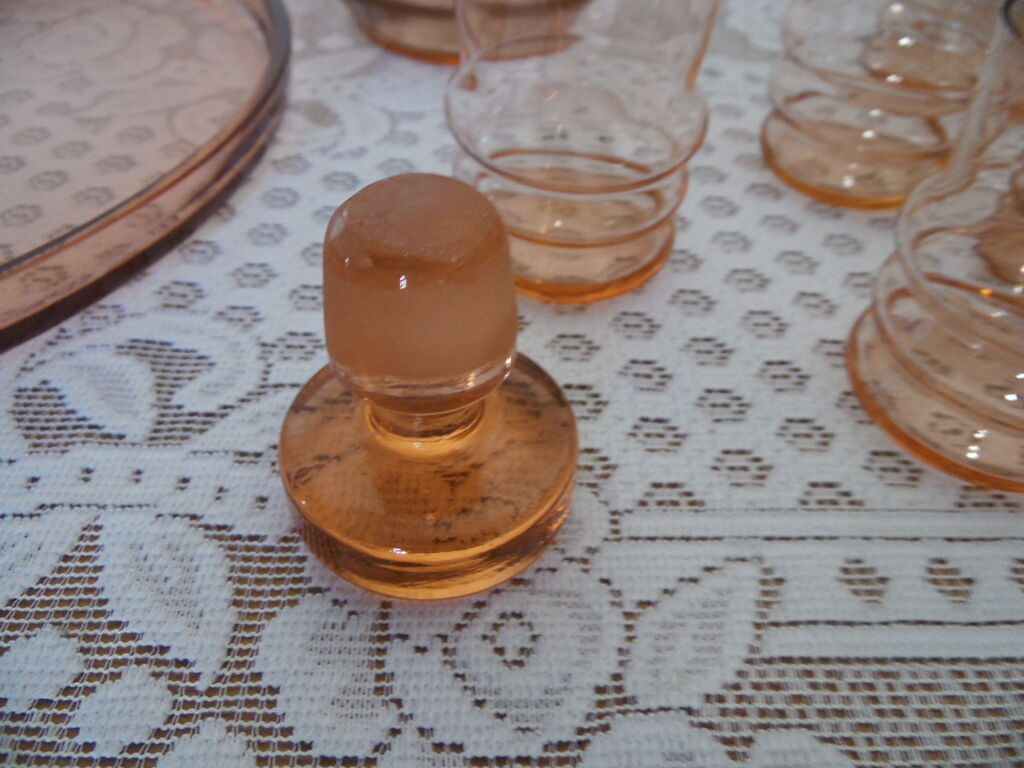 Pink glass liquor service