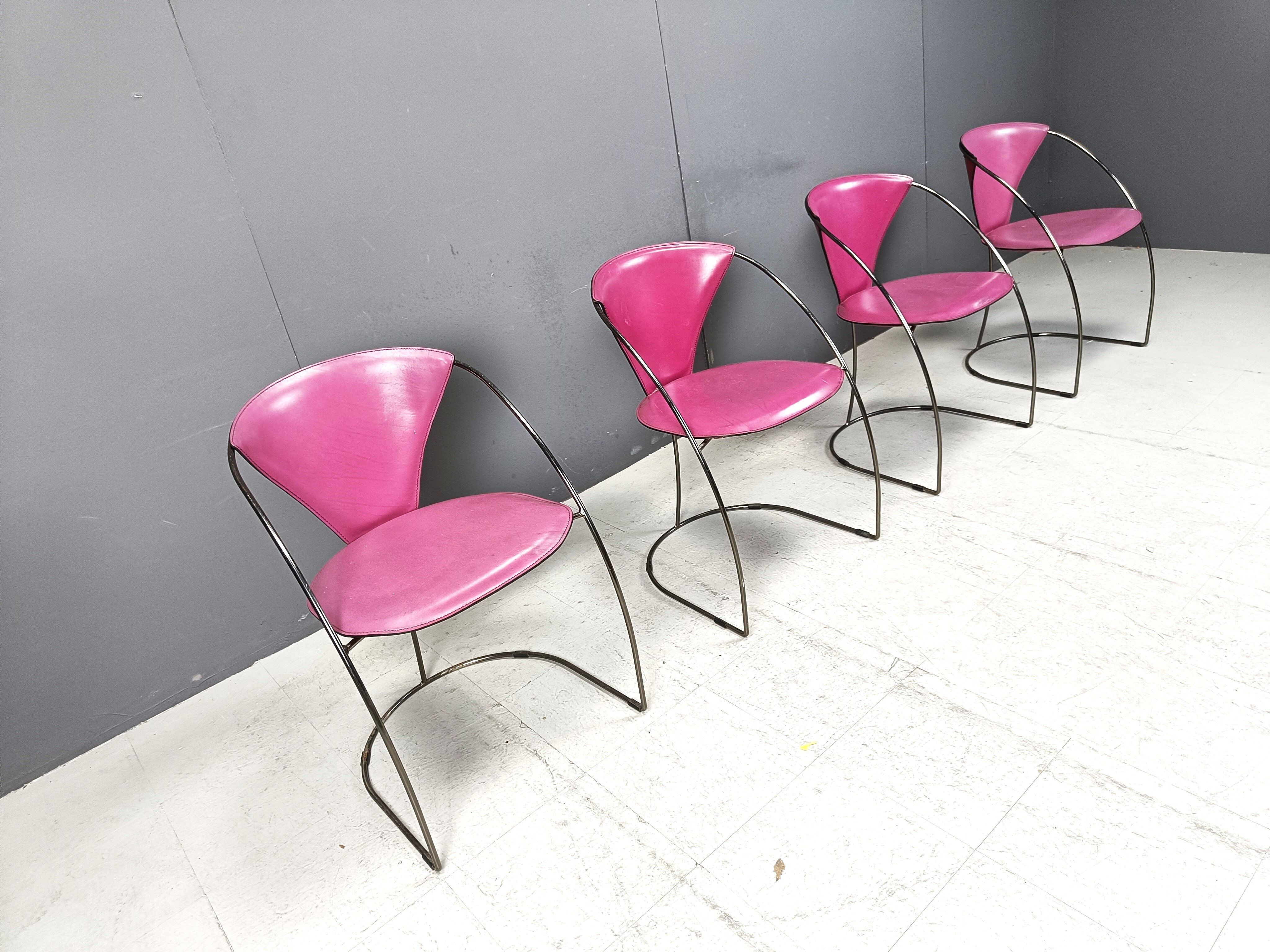 Vintage pink 'Linda' dining chairs by Arrben, 1980s - set of 4