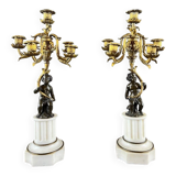 Pair of bronze and marble candelabra, Napoleon III period