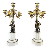 Pair of bronze and marble candelabra, Napoleon III period