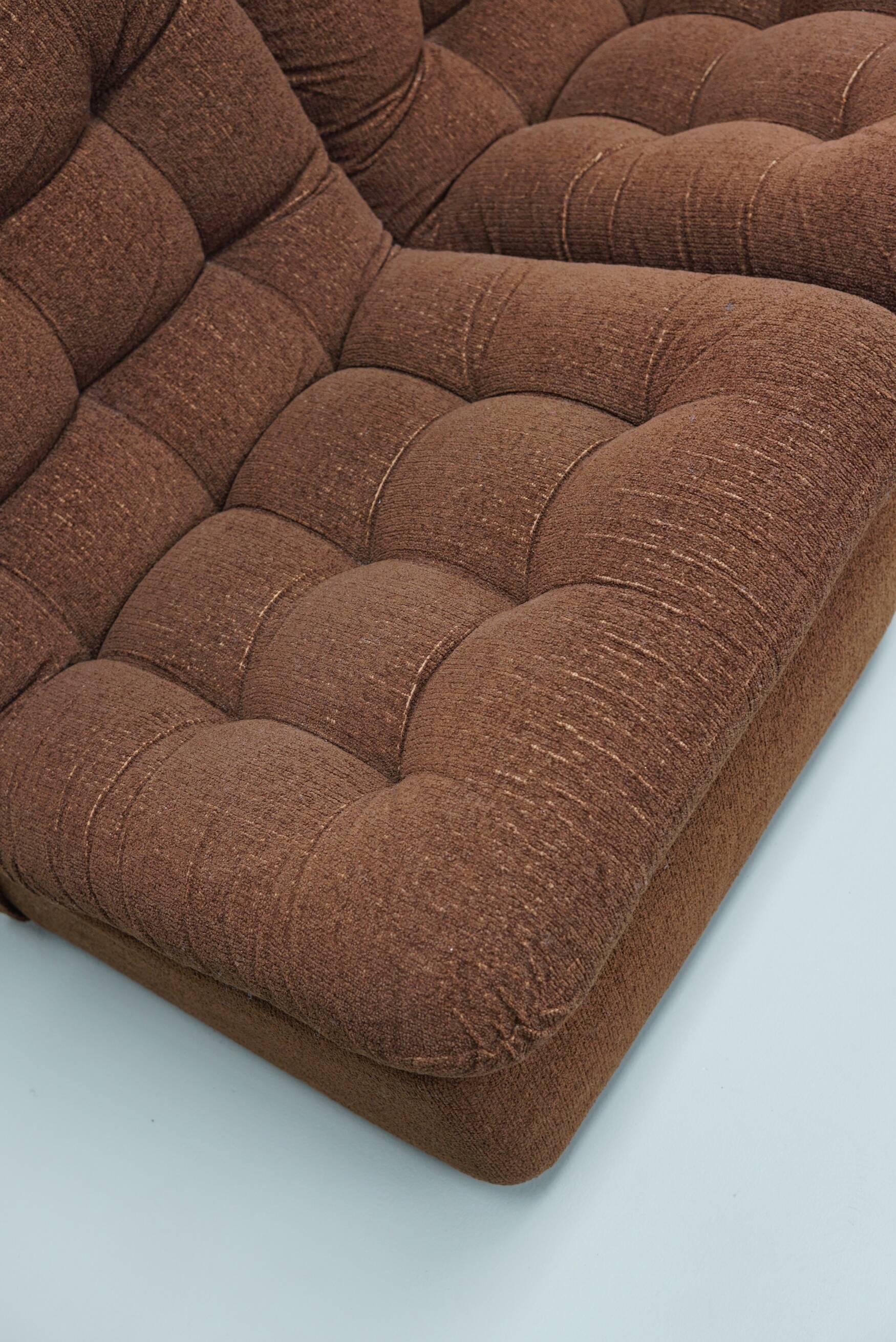 Vintage Brown German 3-seat Modular Design Sofa Boucle, 1970s