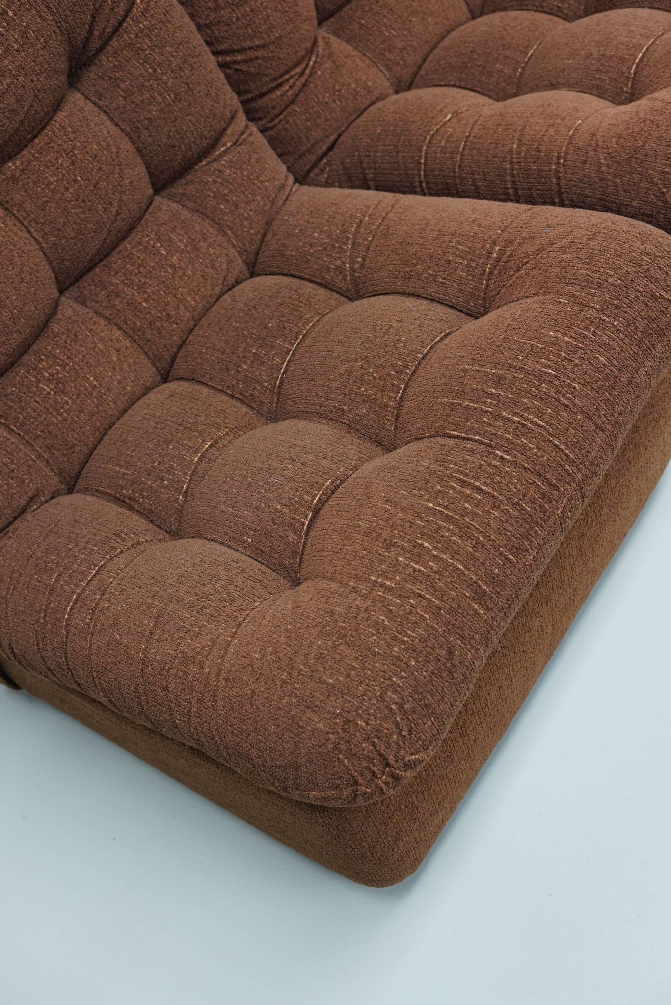 Vintage German brown boucle modular 3-seater sofa, 1970s.