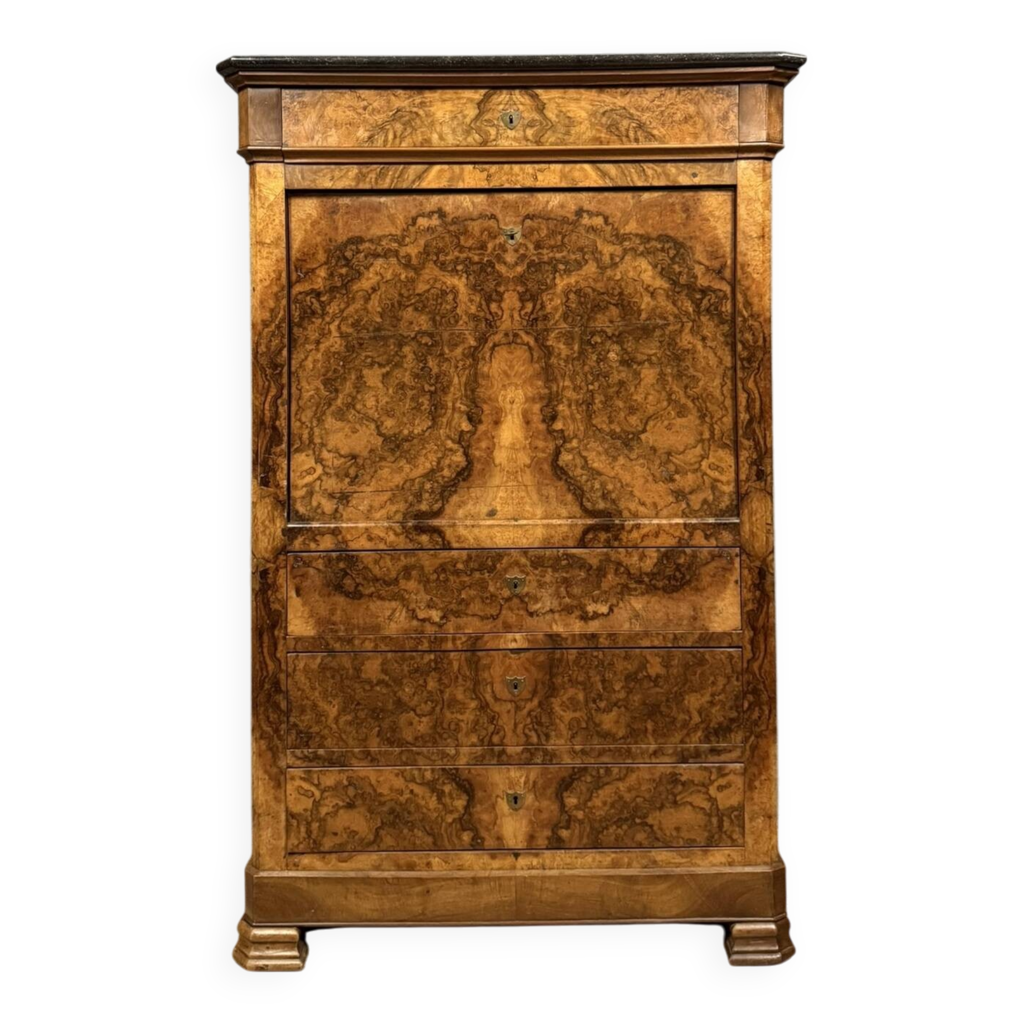 Secrétaire époque louis philippe en ronce de noyer