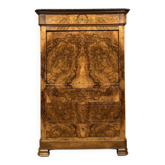Secrétaire époque louis philippe en ronce de noyer