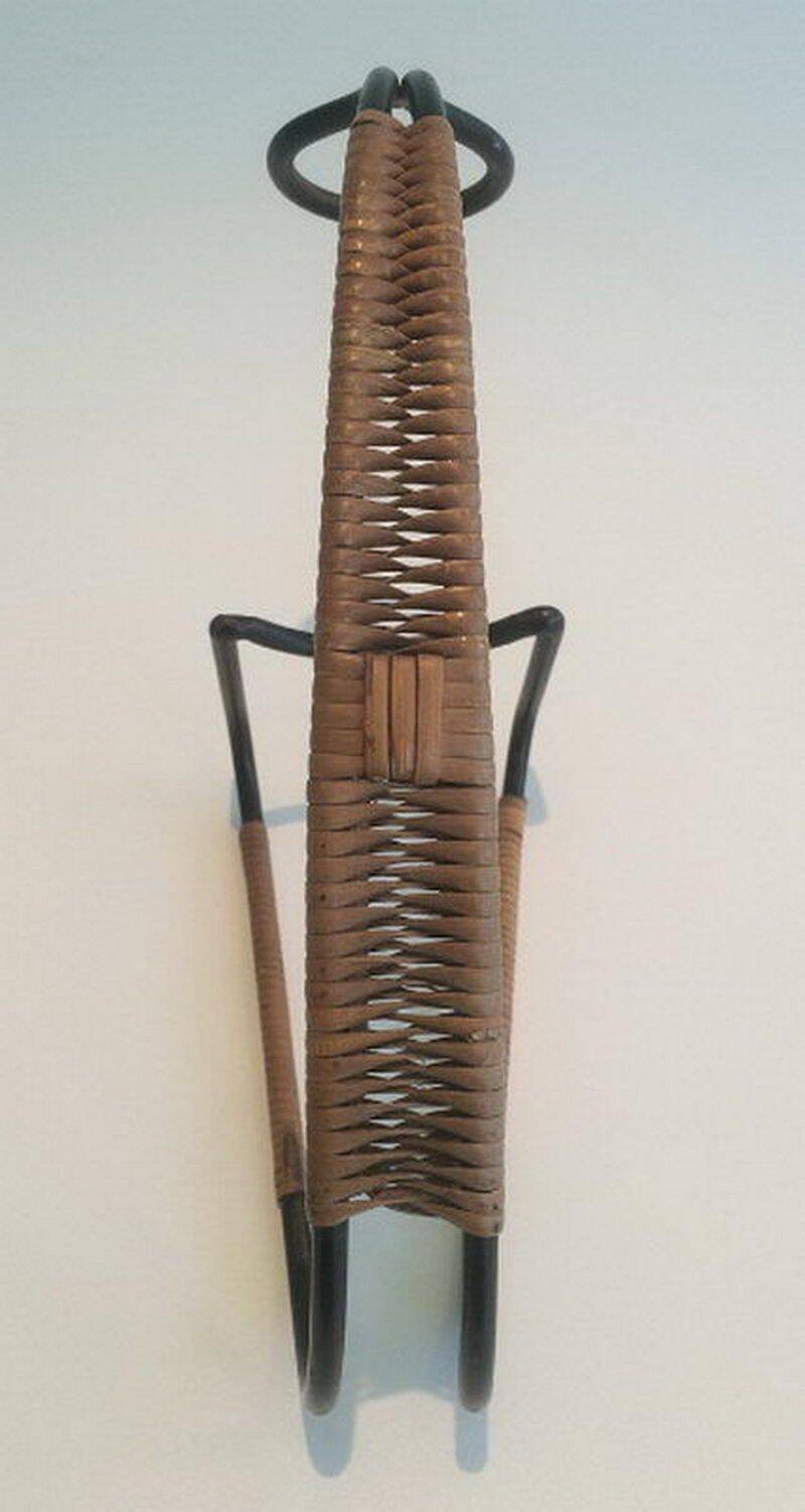 Lacquered metal and rattan bottle holder
