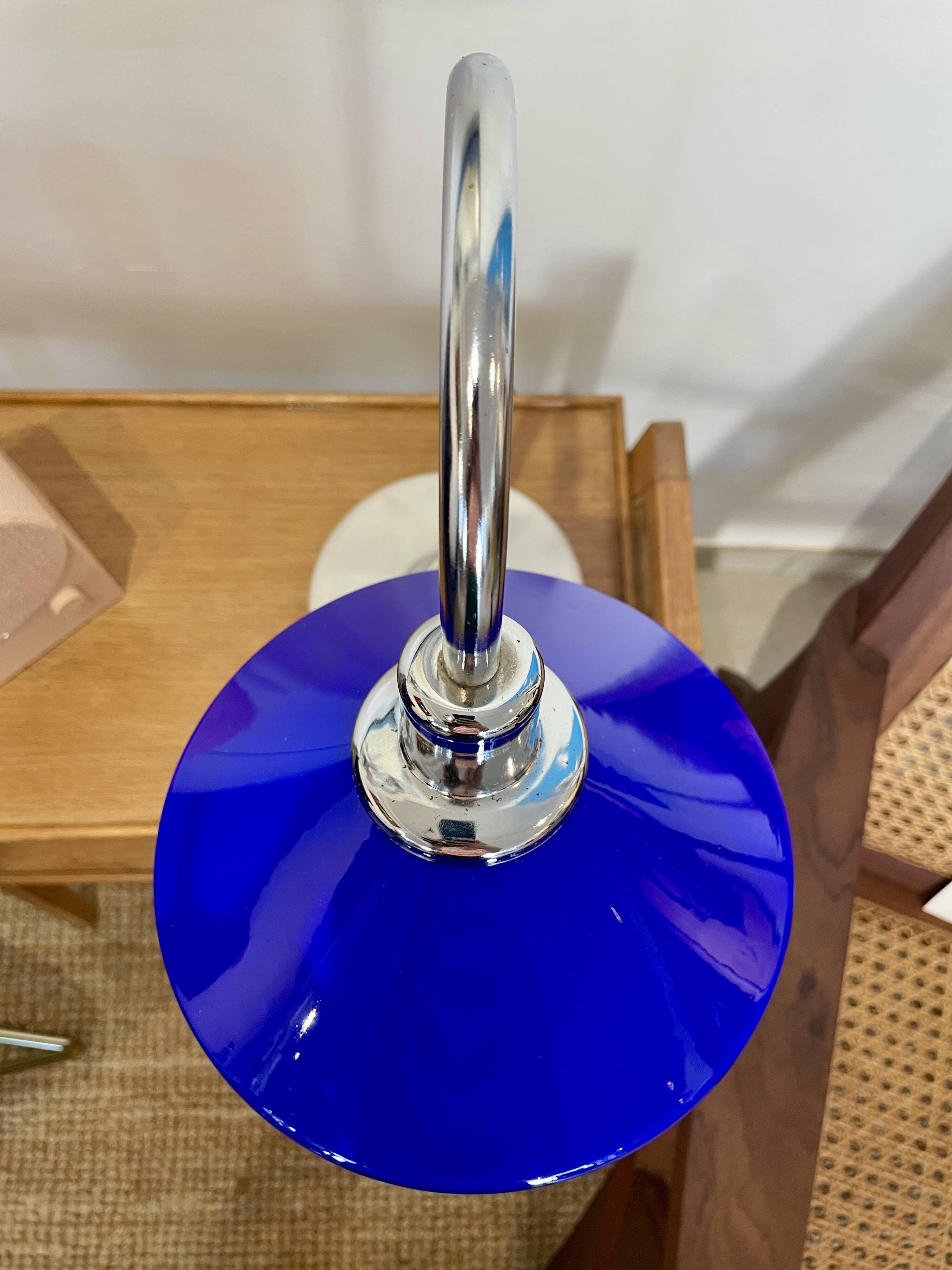 Blue opaline lamp with a marble base
