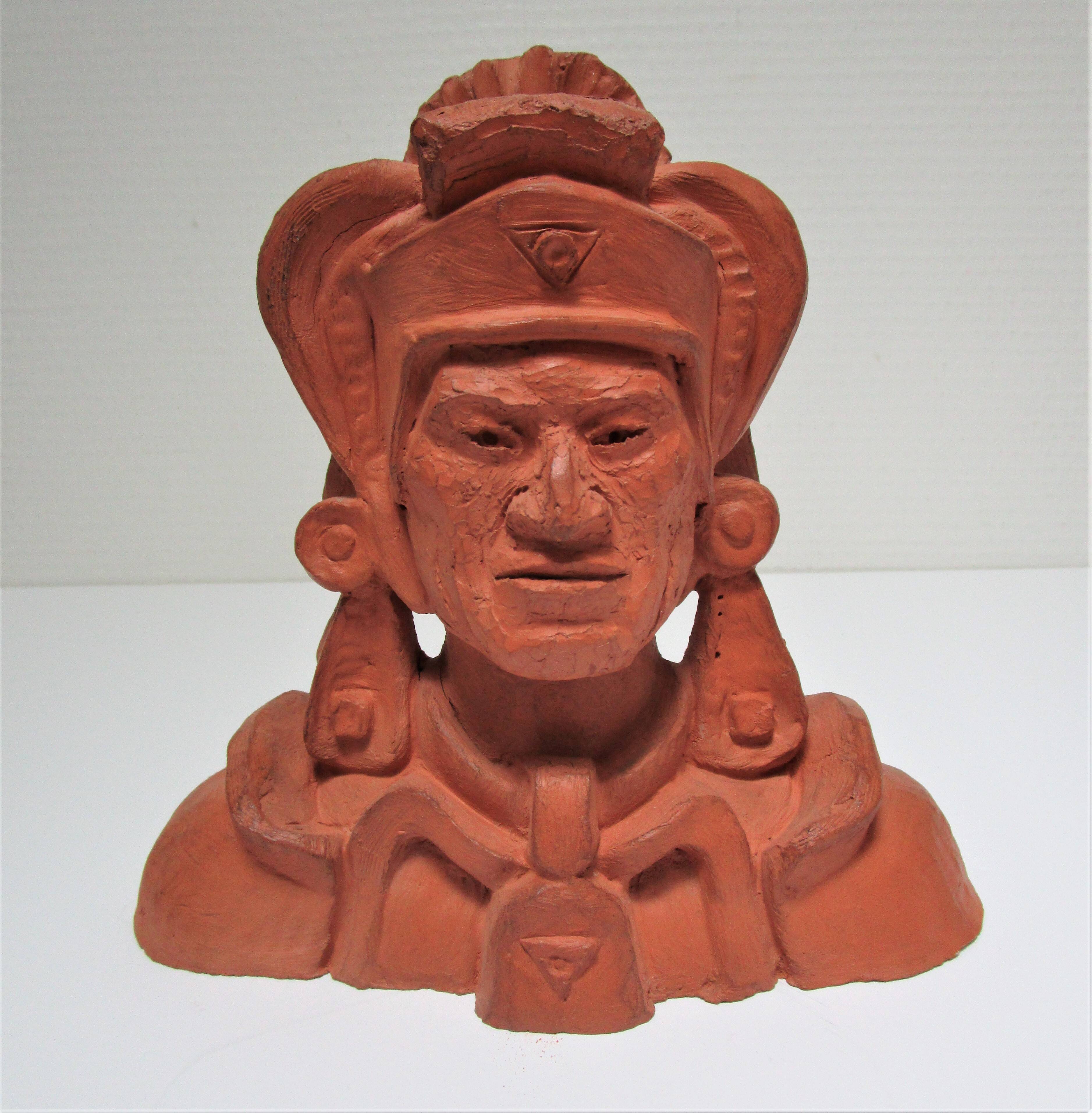 Sculptural Native American face candle holder signed Mario Frascaroli