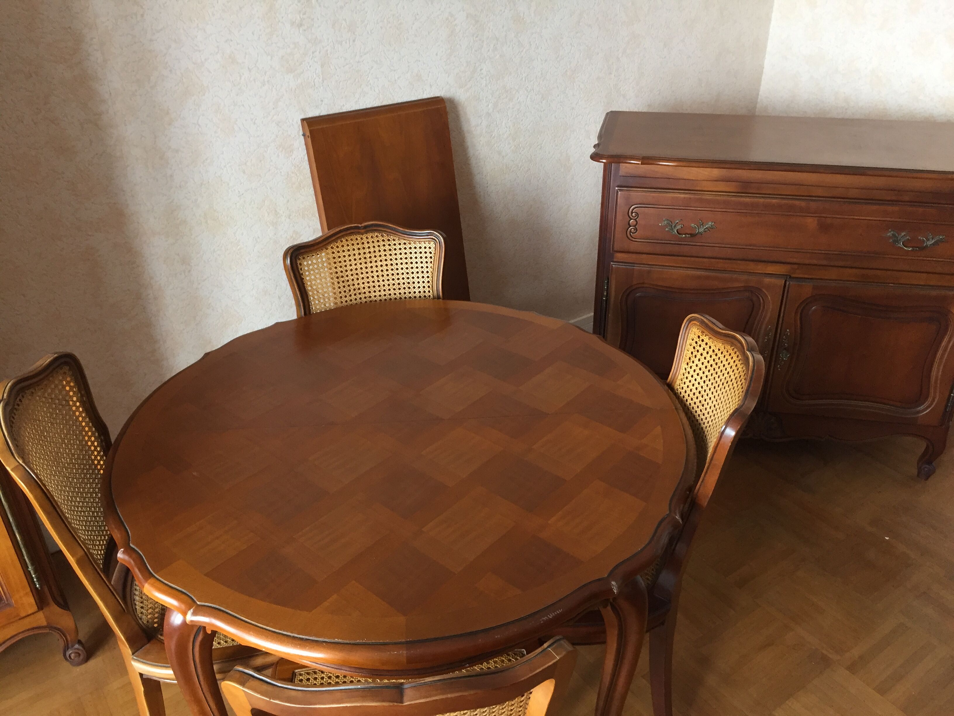 Louis Philippe-style cherry table with 4 chairs
