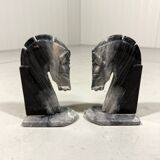 Serre-livres en marbre têtes de cheval années 1960