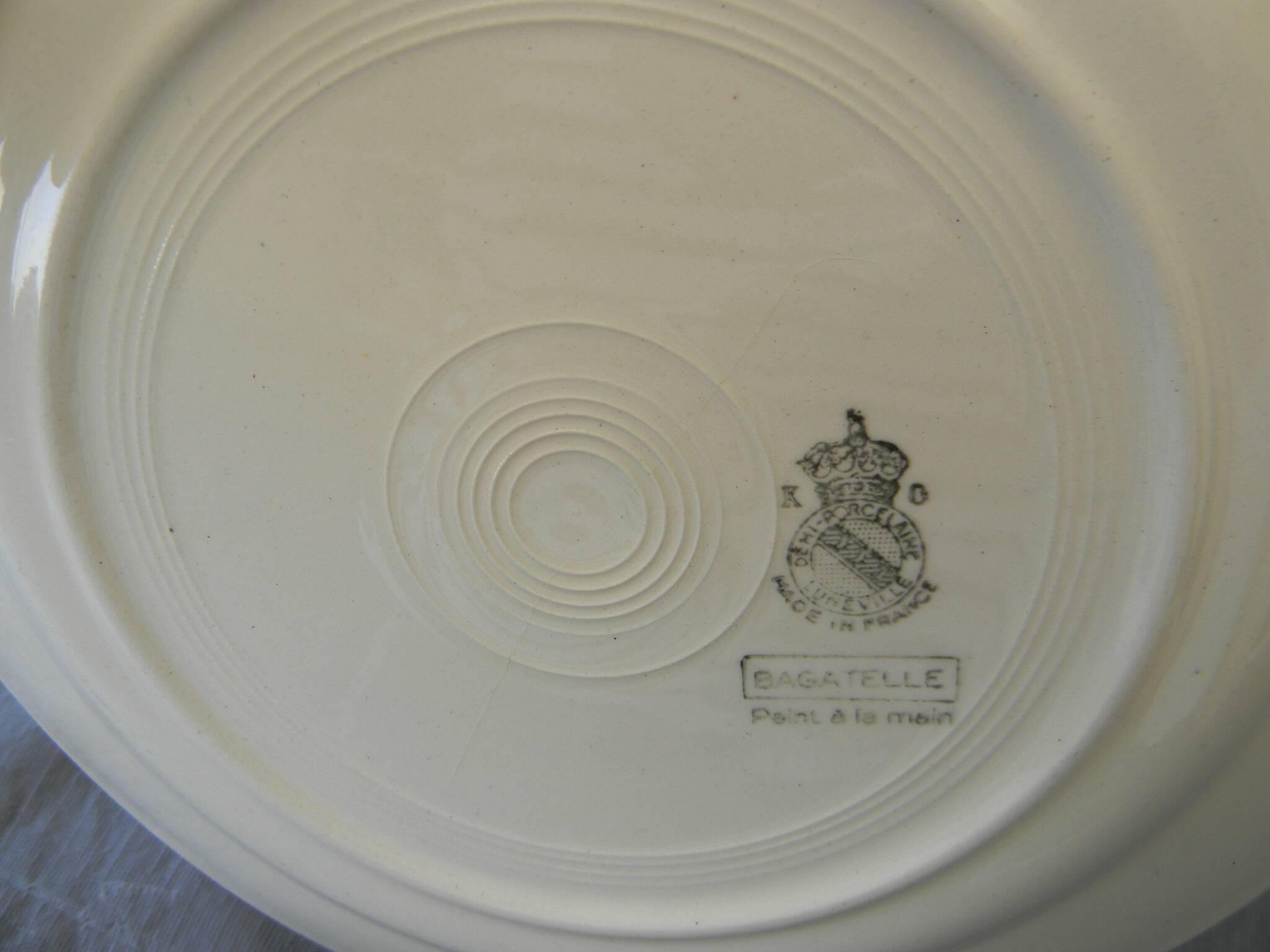 Set of 6 luneville earthenware dinner plates. bagatelle model.