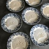 Set of 8 old asparagus plates model récamier sarreguemines & digoin