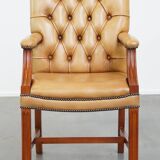 Cowhide Leather Chesterfield Dining / Side Chair in English Style