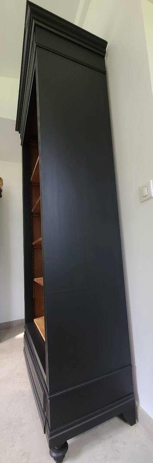 Old black oak bookcase drawer storage unit dresser shelf cabinet of curiosities