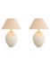 Pair of sand-colored terracotta and brushed brass table lamps