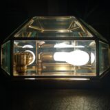 Hexagonal brass and bevelled glass ceiling light