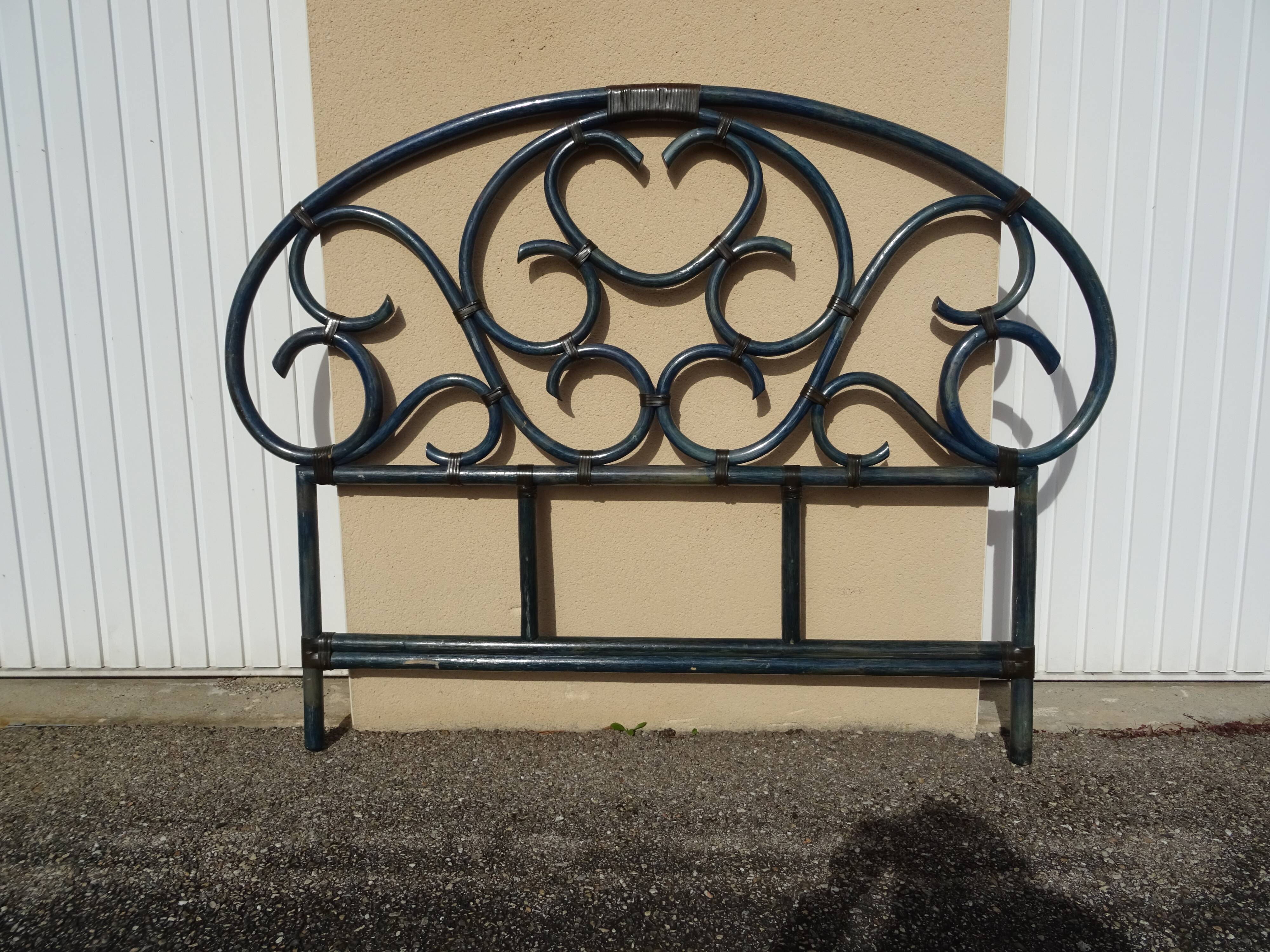 Tête de lit en rotin bambou vintage an 80