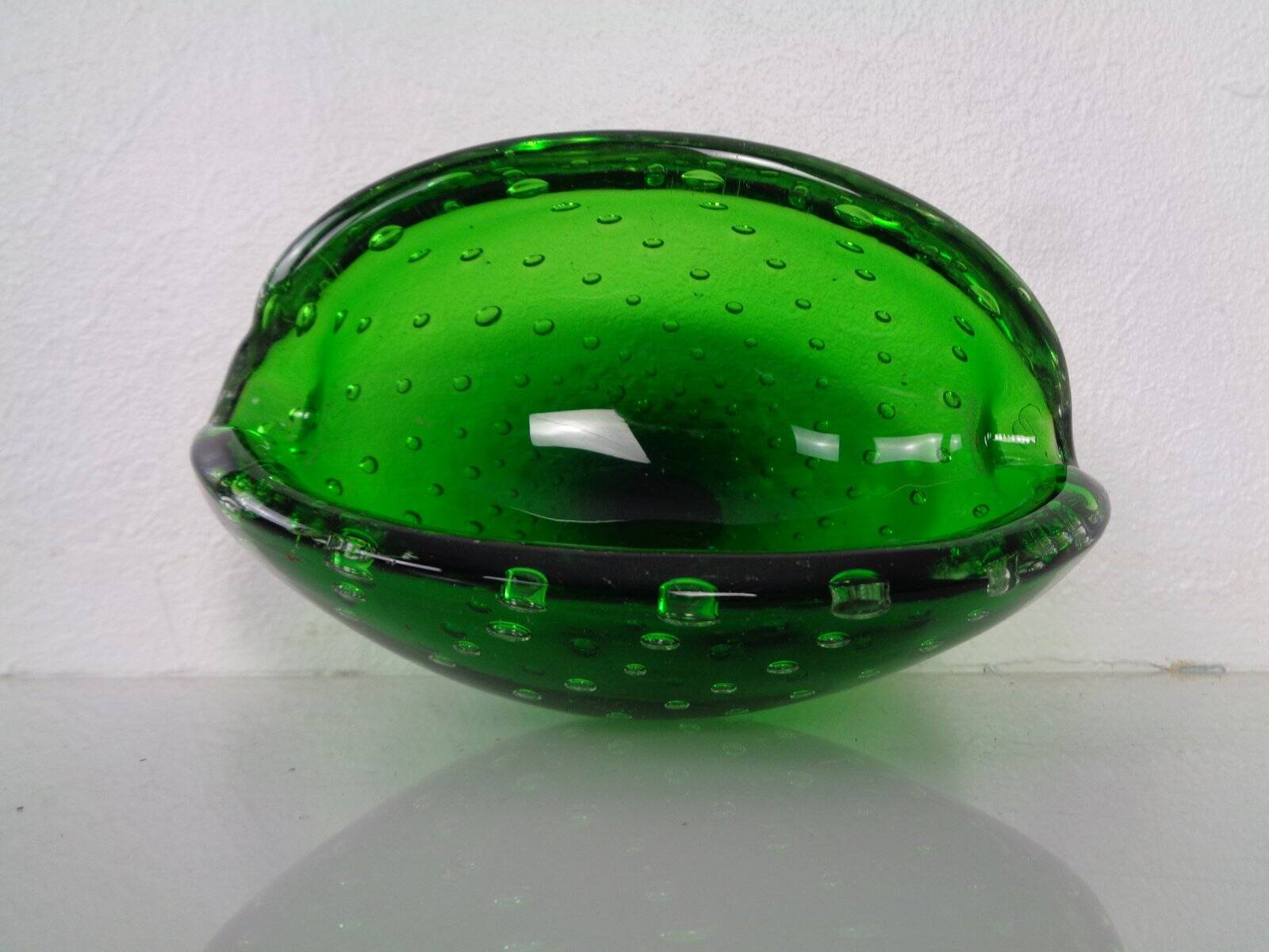 Green Sommerso Murano Glass Ashtray, Italy, 1960s