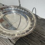 Oval dish with silver-plated metal handle