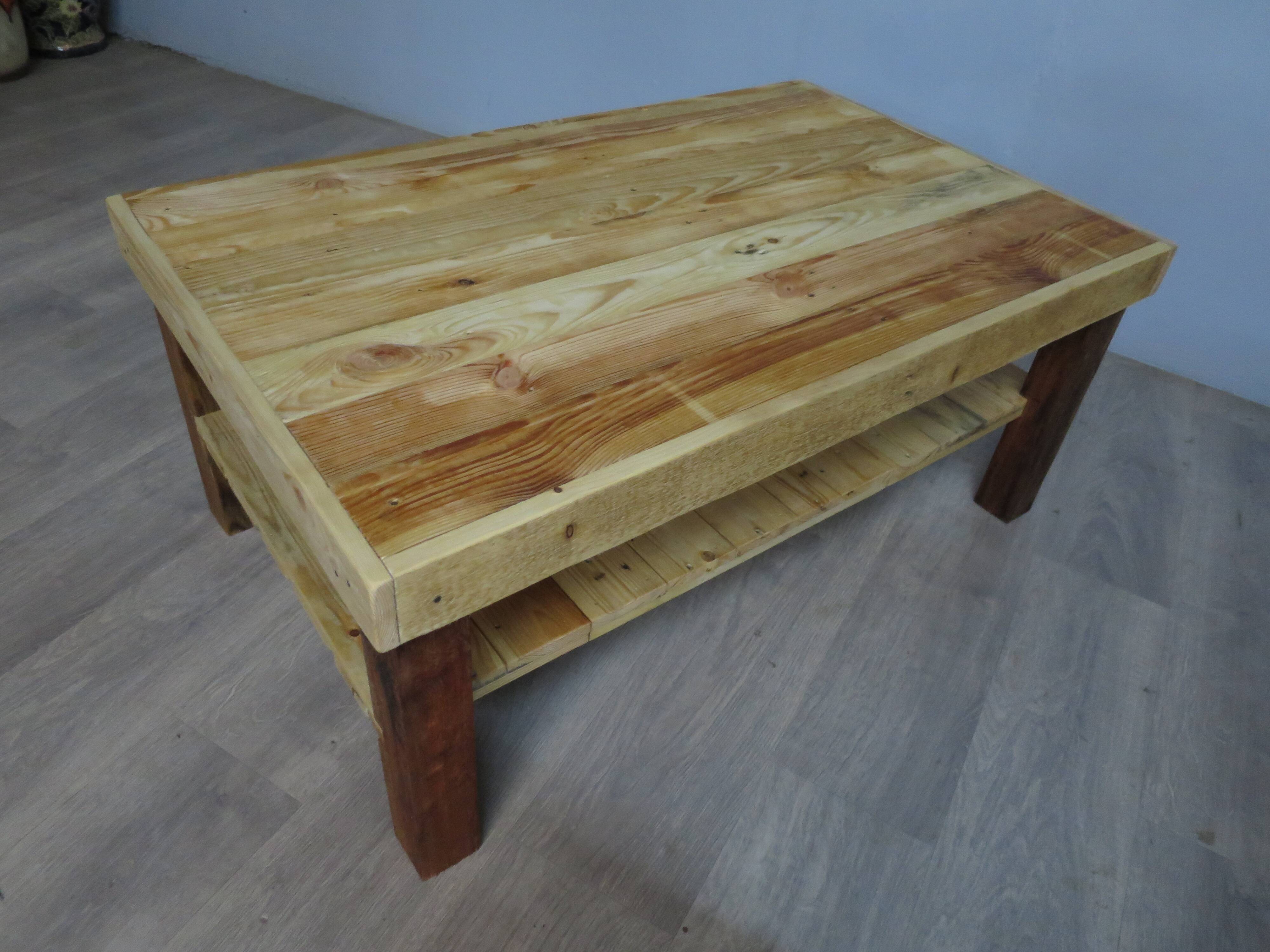 Rectangular raw wood coffee table