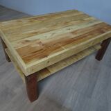 Rectangular raw wood coffee table