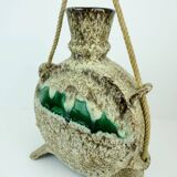Fat lava jopeko vase with rope and unusual shape 1970s