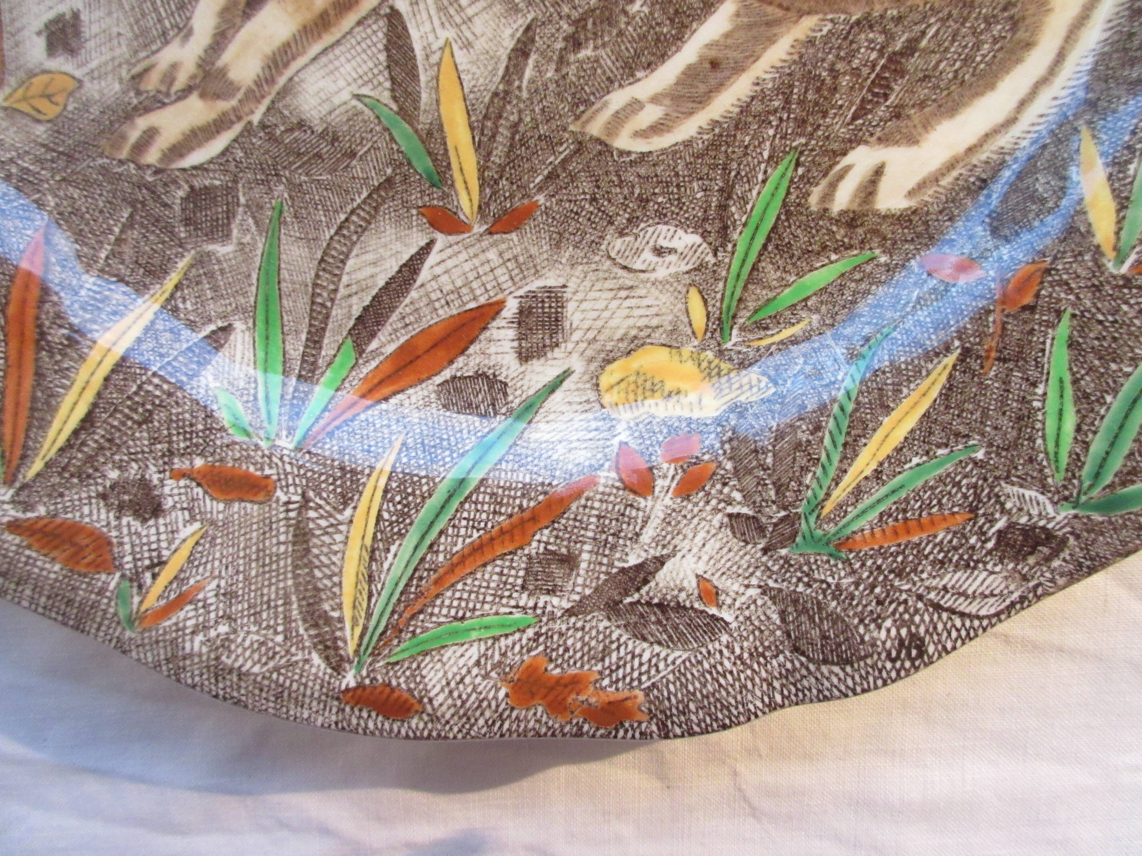 Flat plate signed Gien Rambouillet Le lièvre, 26cm