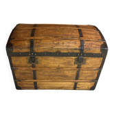 Grande malle de voyage bombée ancienne – restaurée avec soin