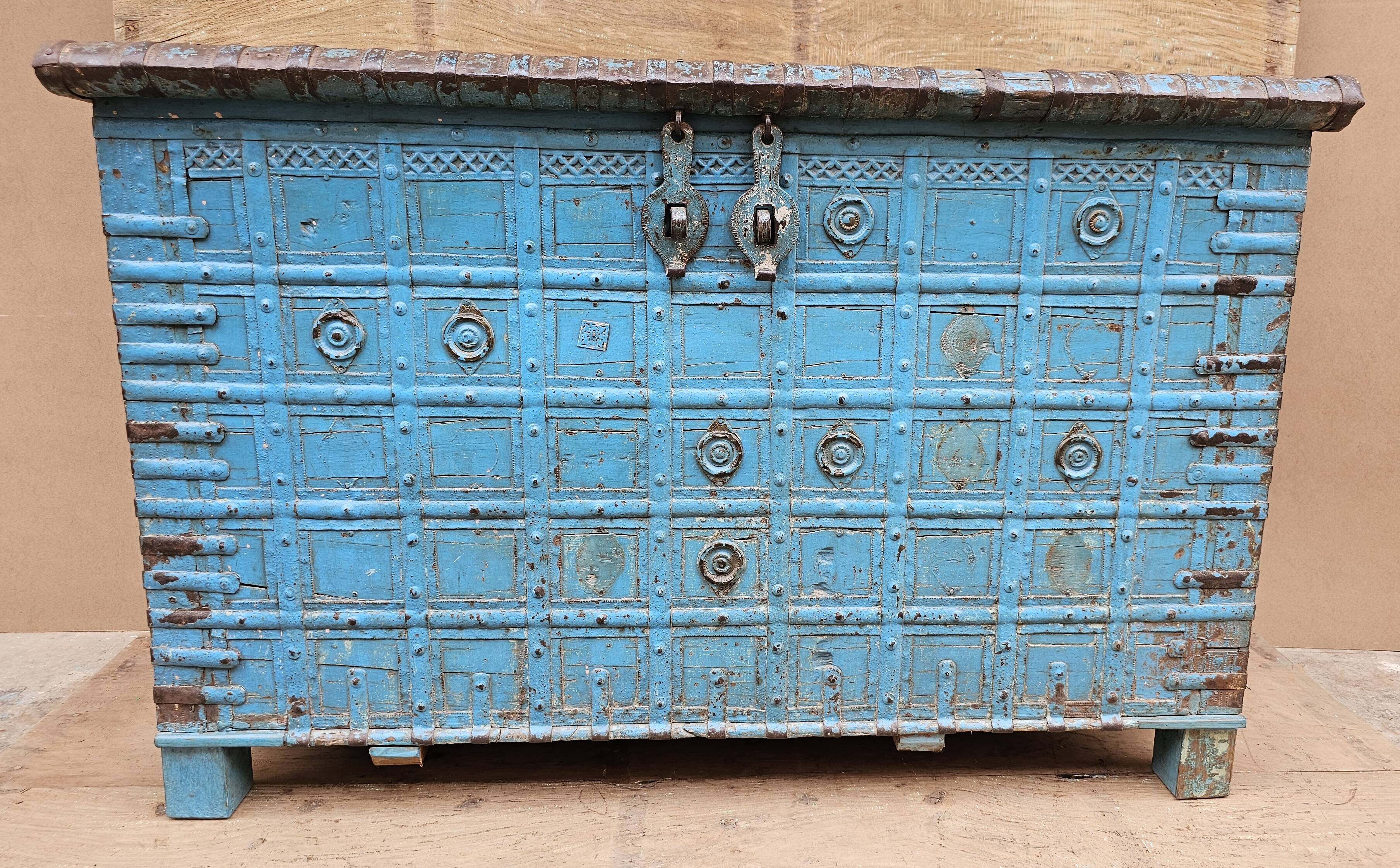 Antique Burmese teak dowry chest
