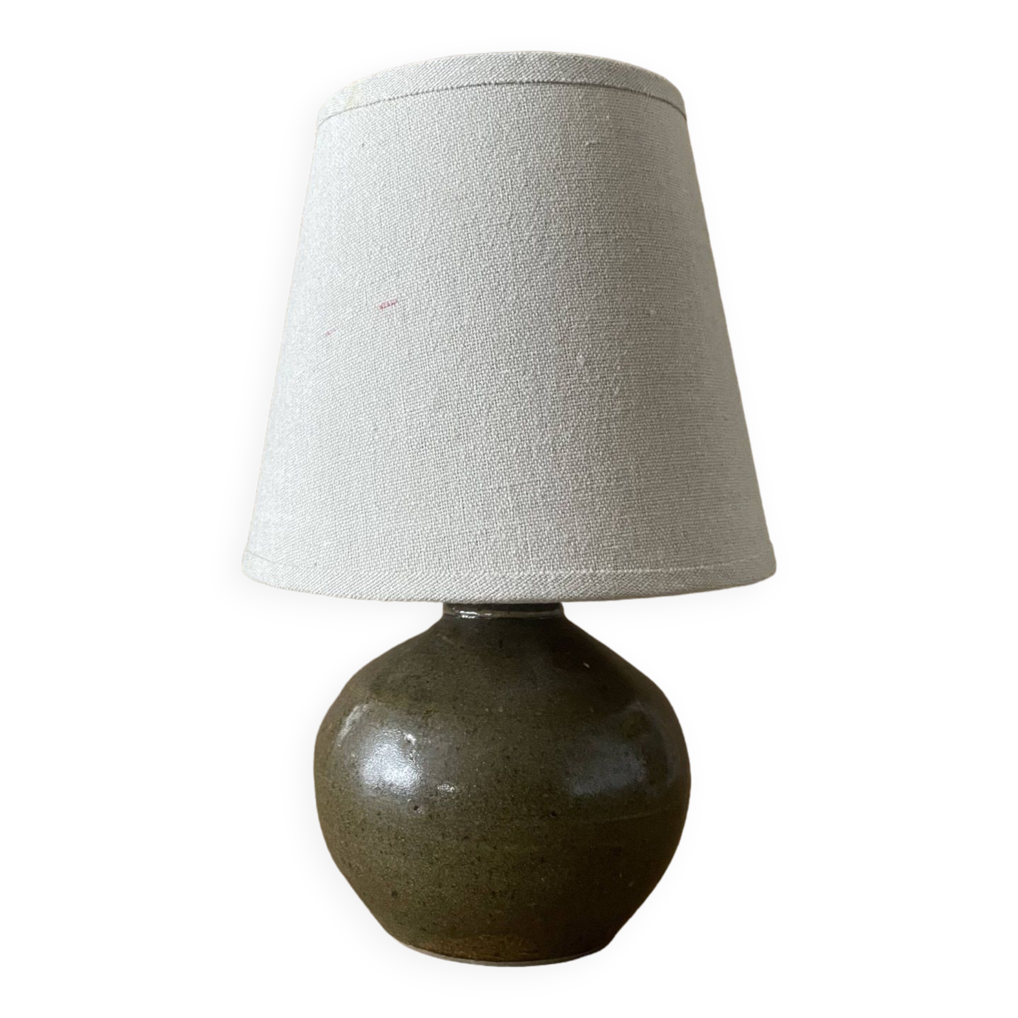 Small old enamelled sandstone lamp