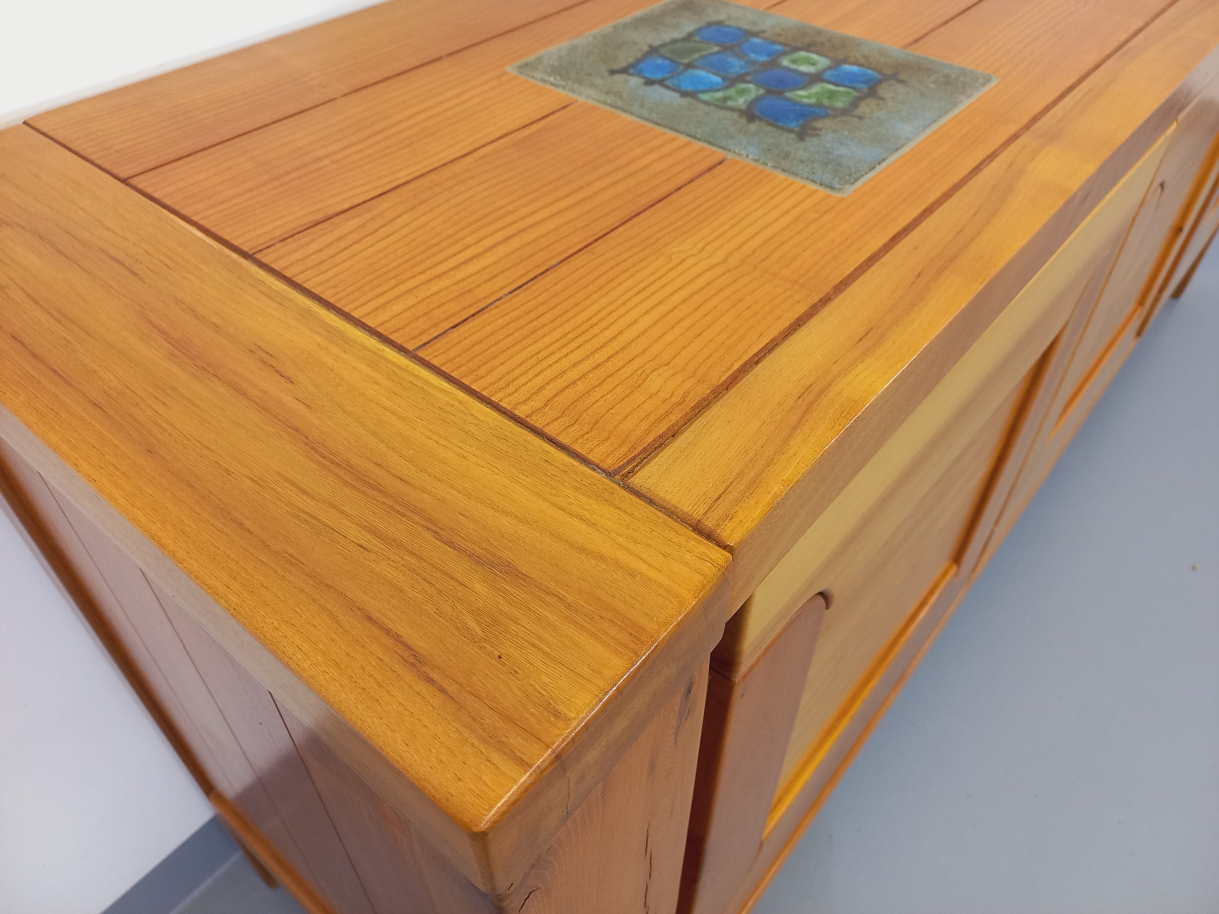 Vintage Maison Regain sideboard in solid elm from the 70s