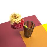 Ribbed smoked glass vase