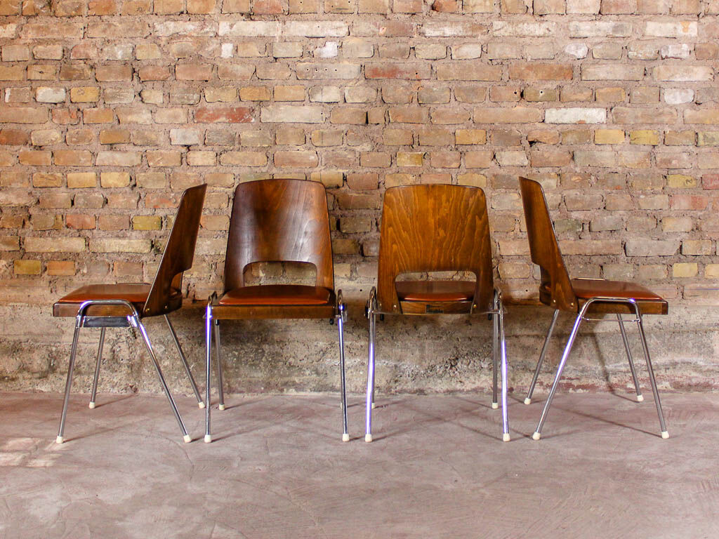 6 Baumann chairs in cognac imitation leather, circa 1960