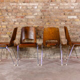 6 Baumann chairs in cognac imitation leather, circa 1960