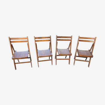 4 folding teak chairs