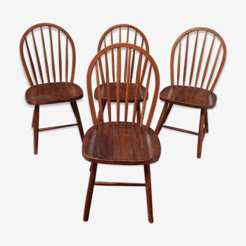 Lot de 4 chaises à barreaux scandinaves années 60