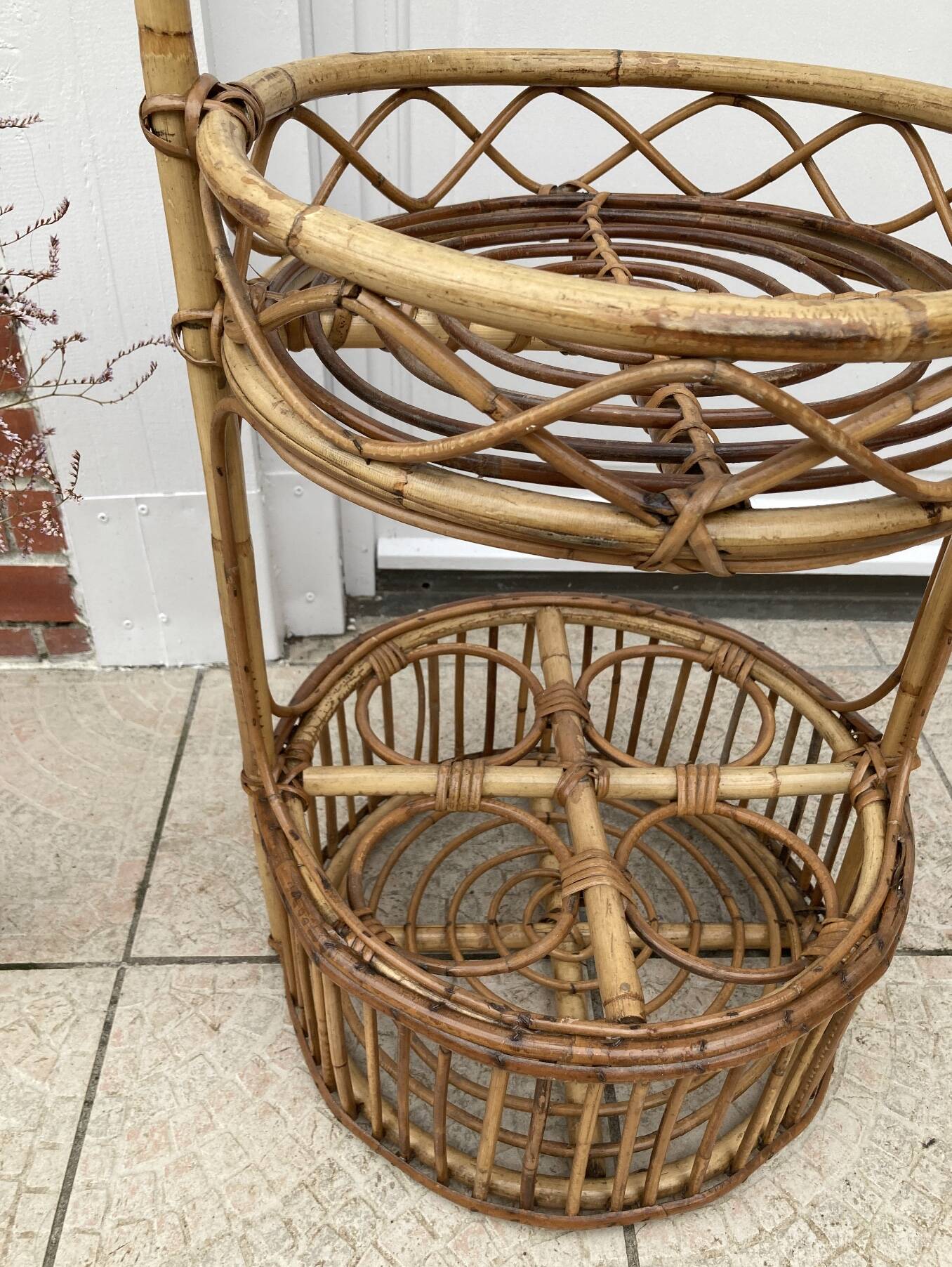 Desserte bar en rotin vintage