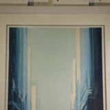 Futuristic lithograph of New York by Pierre Doutreleau 1970s