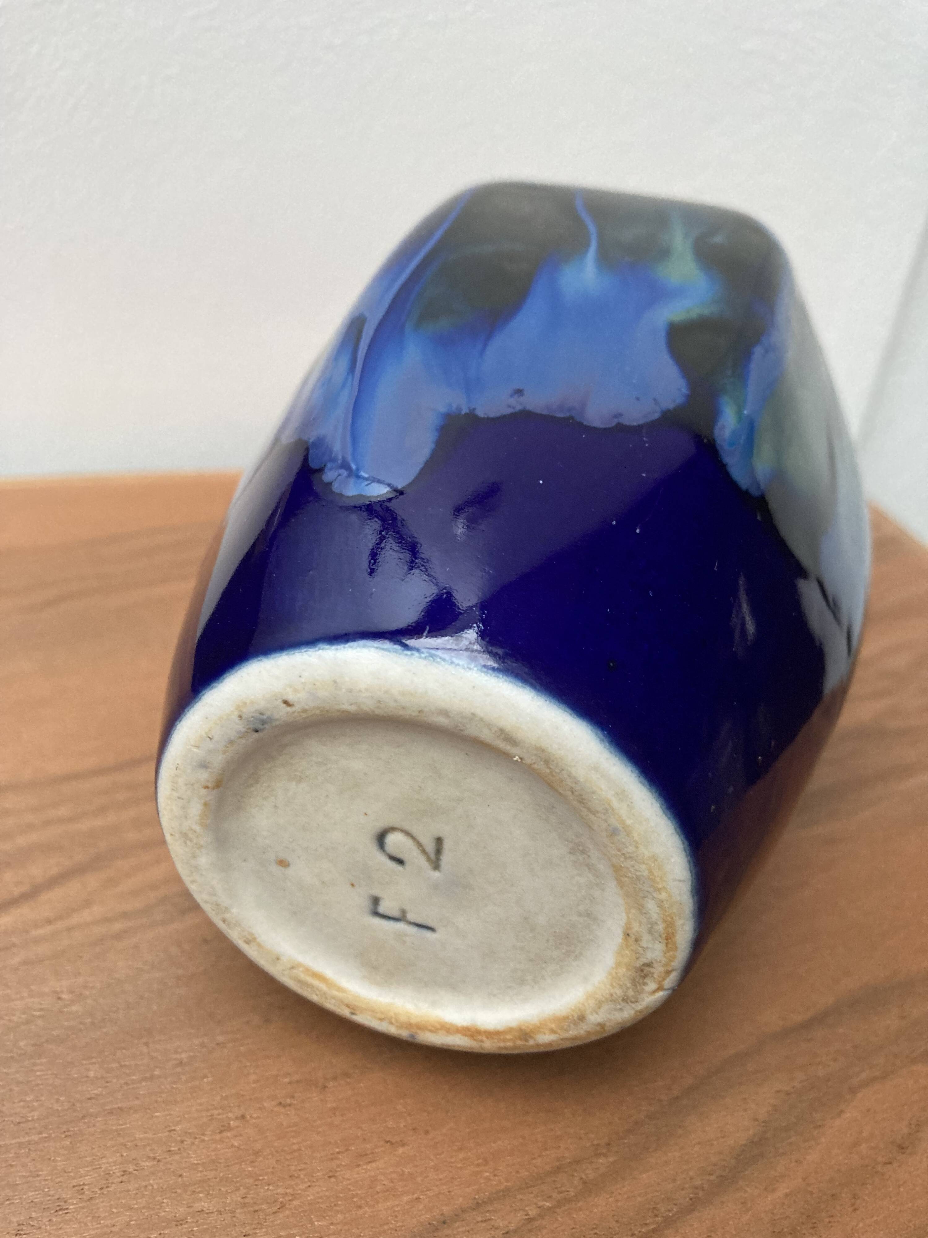 Art Deco vase flamed stoneware blue camaieu