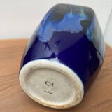 Vase Art Déco en grès flammé bleu