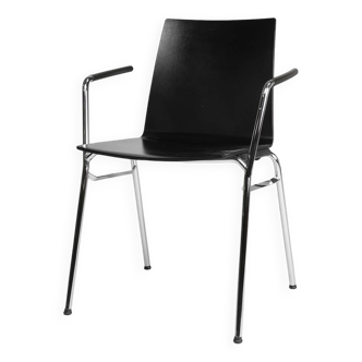 Mid-century modern black design chair in with armrests, Belgium